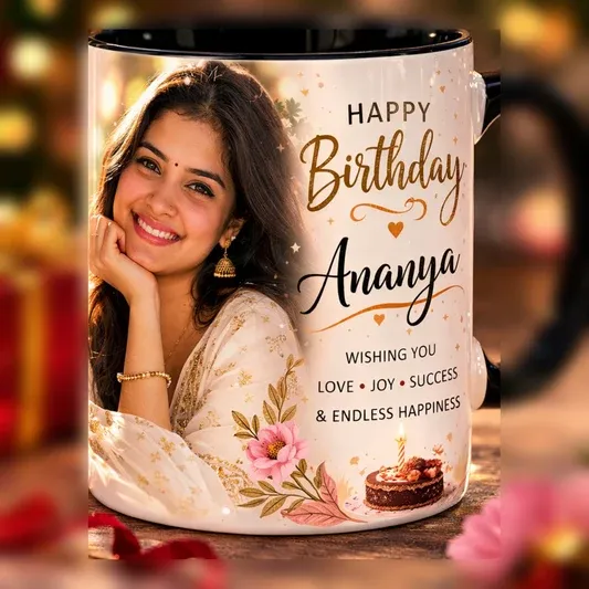 Taza de cumpleaños personalizada con fotografía y mensaje emotivo