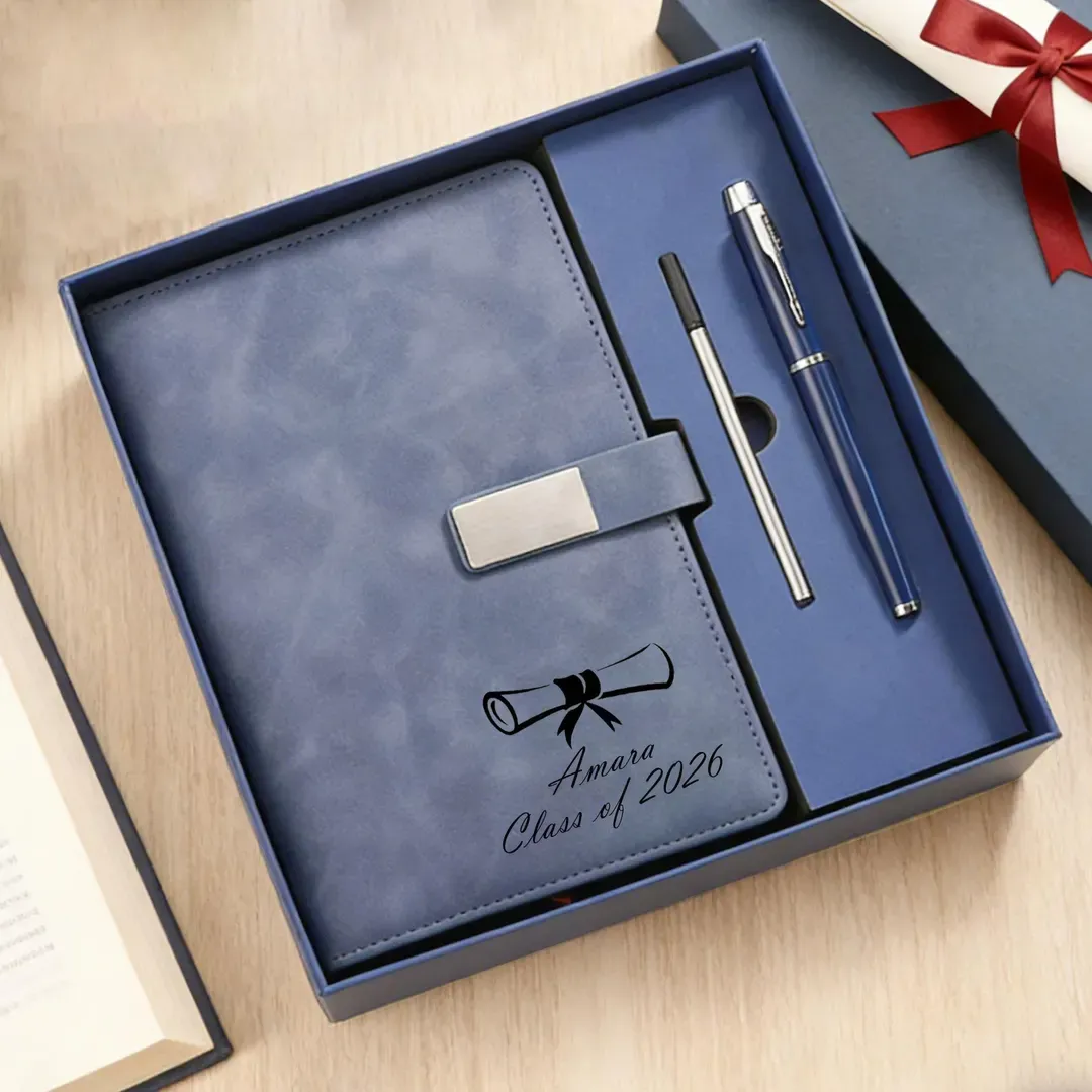 Libreta y pluma personalizadas para graduación clase 2026
